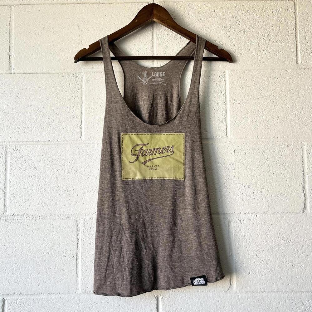 Farmers Market Hawaii Pineapple Clan Racerback Tank Top Women's Large